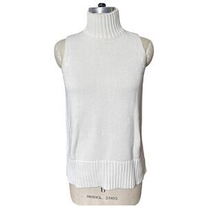 NOT MONDAY Cream Knit Sleeveless Turtleneck Sweater Short Size Small